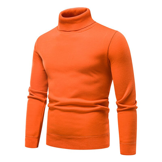 Solid Turtleneck Pullover Sweater For Men