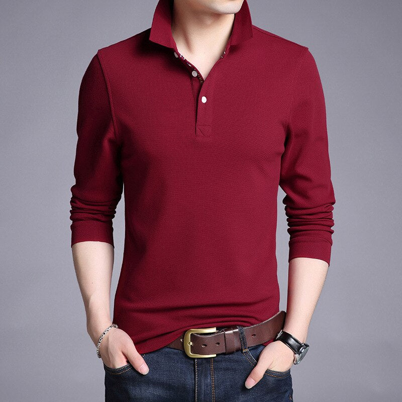 Men's Cotton Solid Long Sleeve T-Shirt