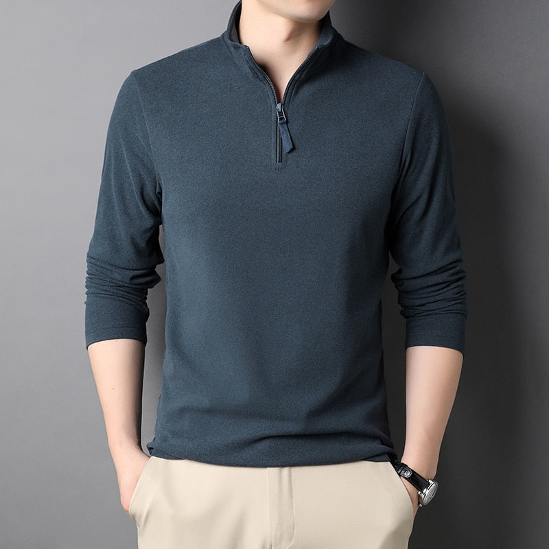 Men's Solid Zipper T-Shirt