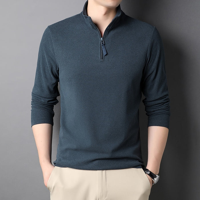 Men's Solid Zipper T-Shirt
