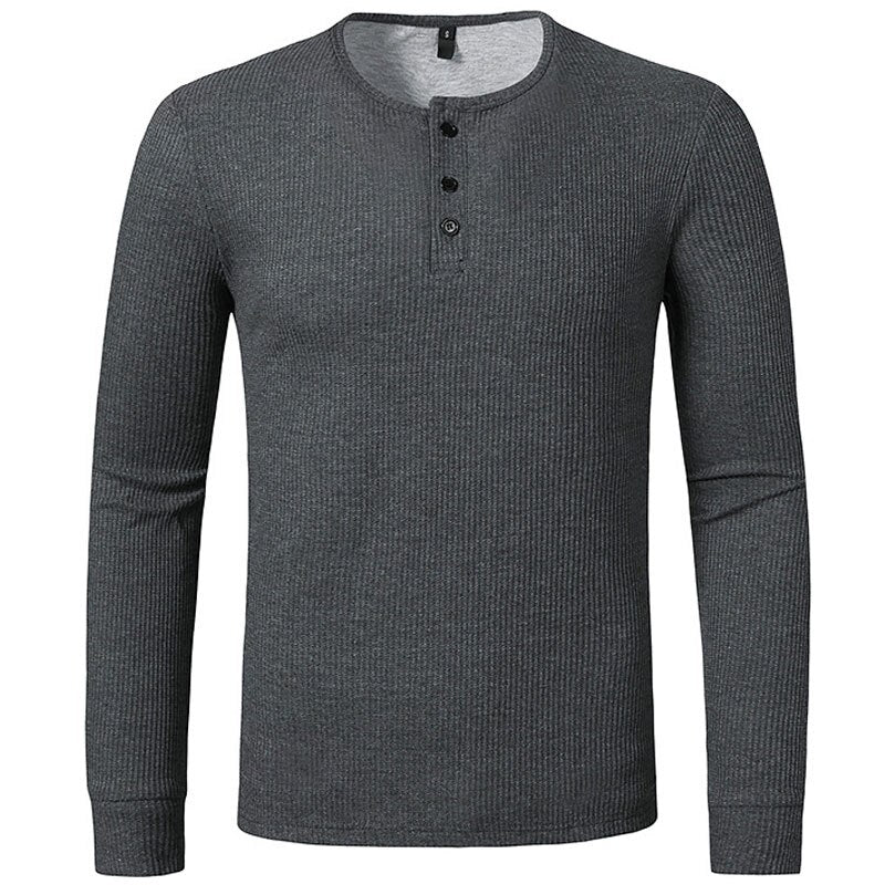 Men's Henley Collar Long Sleeve T-Shirts