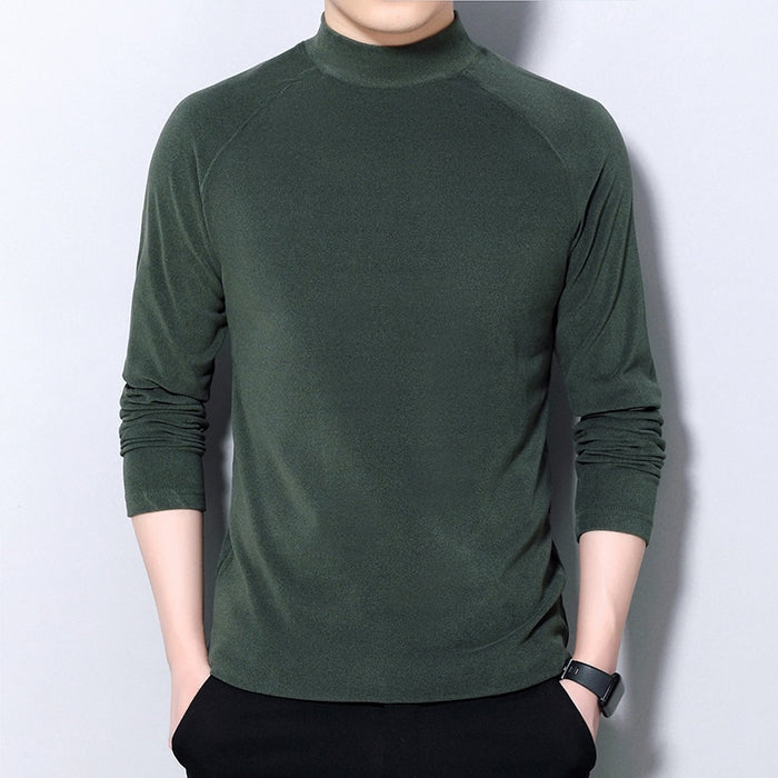 Solid Half High Collar Pullover For Men