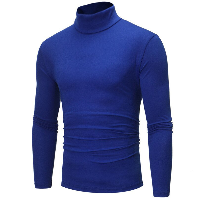 Casual Solid Turtle Neck T-Shirt For Men