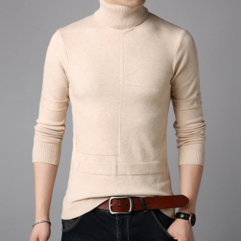 Turtleneck Casual Solid Knitted Pullovers