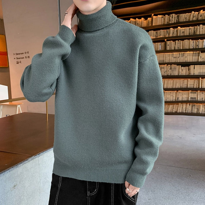 Men's Loose Knitted Turtleneck Pullover Sweater