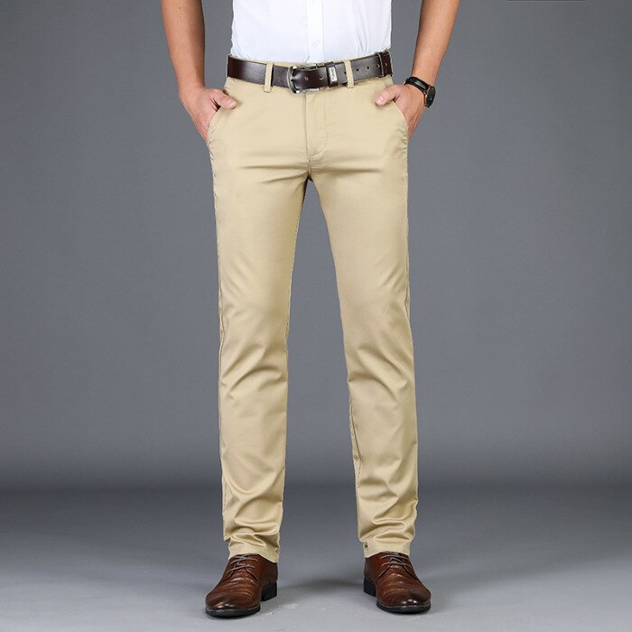 Men's Solid Straight Stretch Formal Trouser