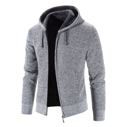 Men's Solid Hooded Cardigan Jacket