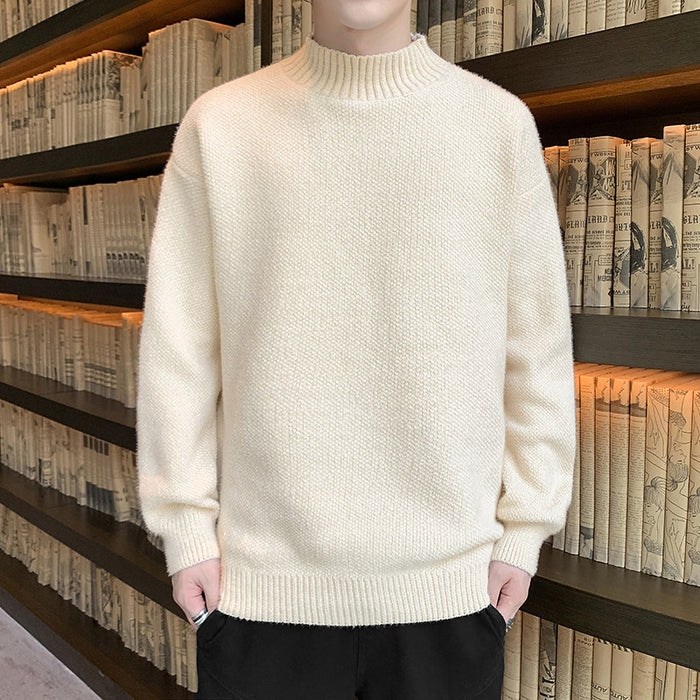 Men's Solid Mock Neck Pullover Sweater