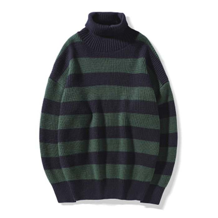 Men's Knitted Stripes Patterned Pullover Sweater