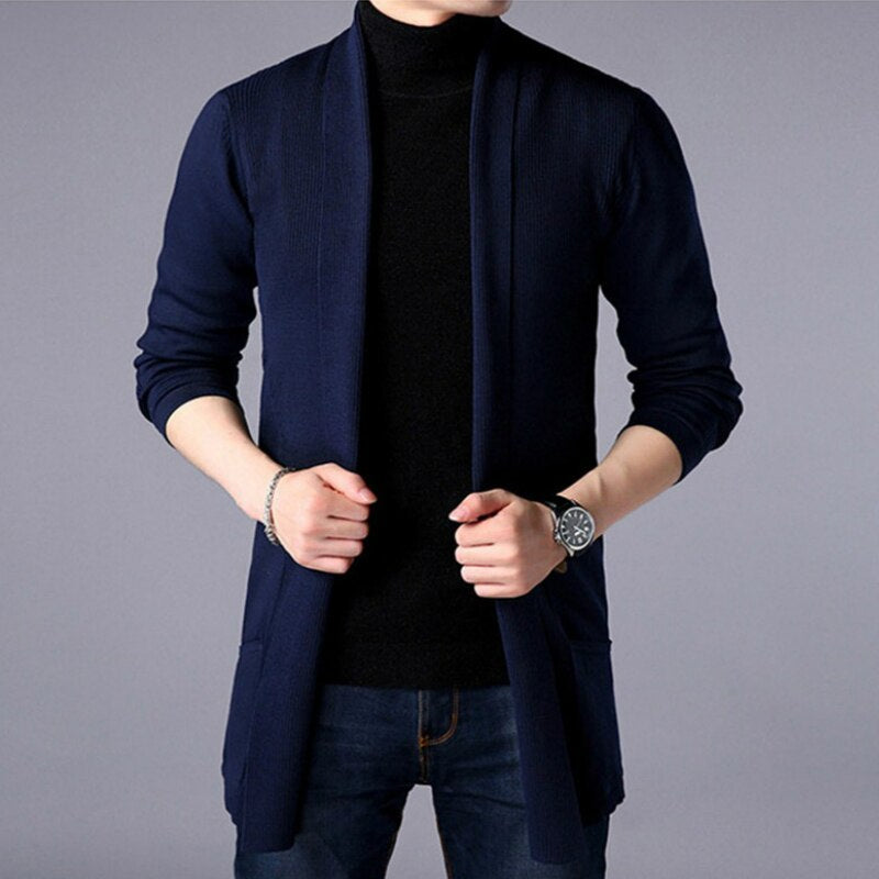 Men's Casual Solid Long Cardigan