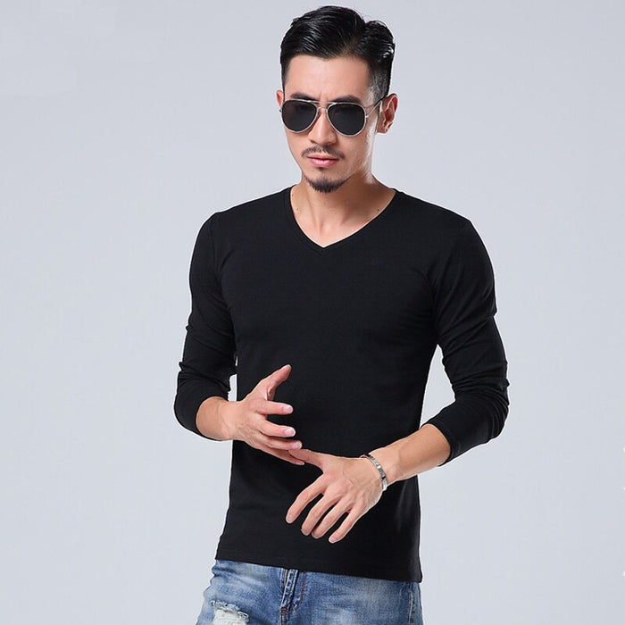 Men's Casual Long Sleeved Solid T-Shirt