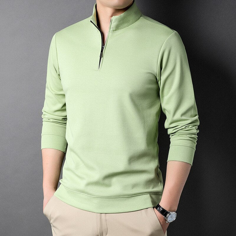 Men's Zipper Collar Solid T-Shirts