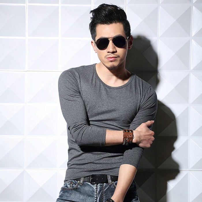Men's Casual Solid Round Neck T-Shirt