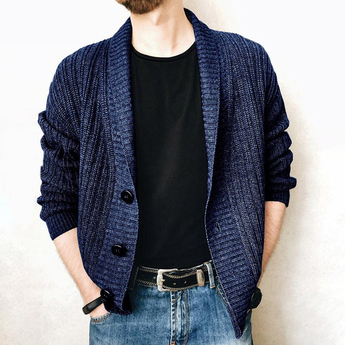 Men's Solid Buttoned Cardigan Jacket