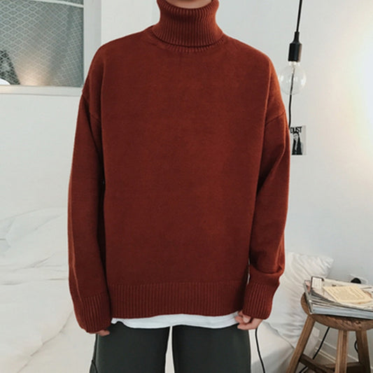 Men's Solid Loose Knitted Pullover Sweater