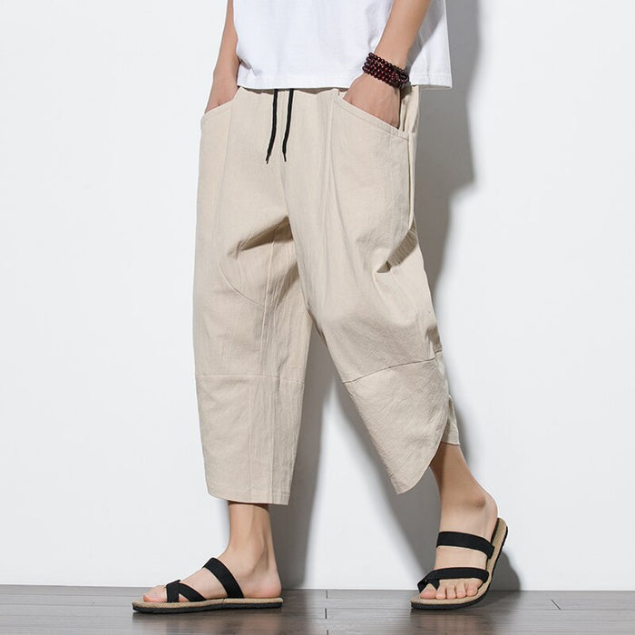 Cotton Loose Calf Length Pants For Men