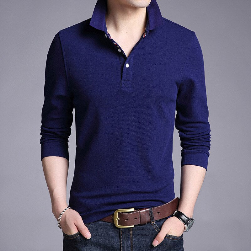 Men's Cotton Solid Long Sleeve T-Shirt