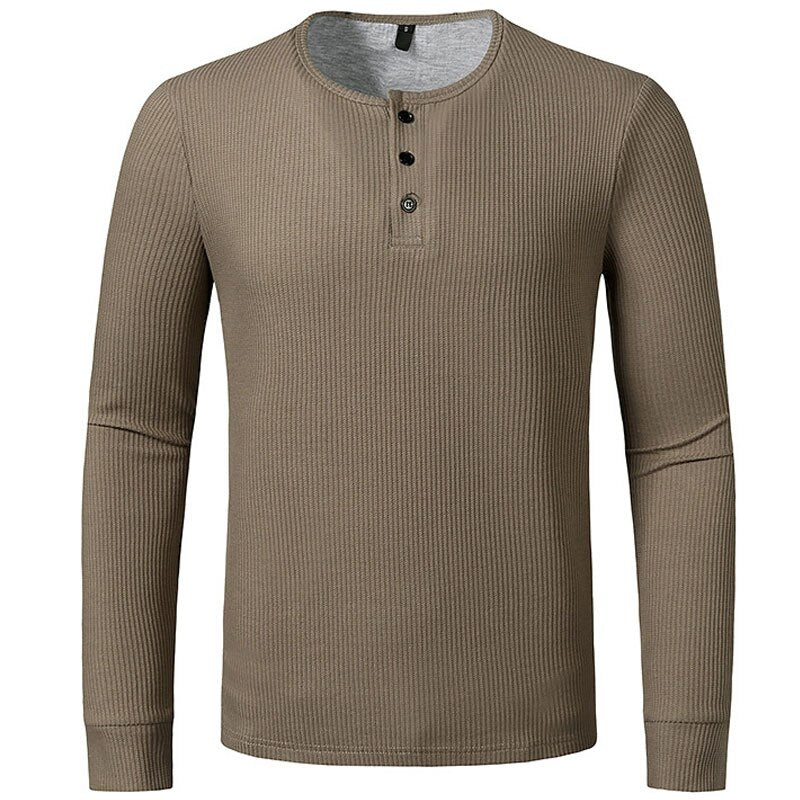 Men's Henley Collar Long Sleeve T-Shirts