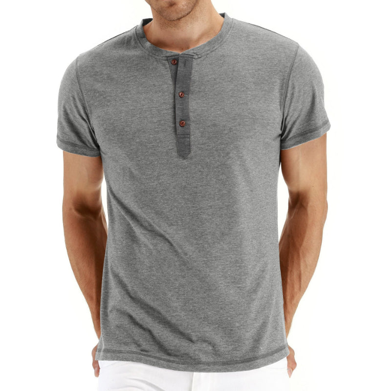 Men's Henry Collar Buttoned T-Shirt