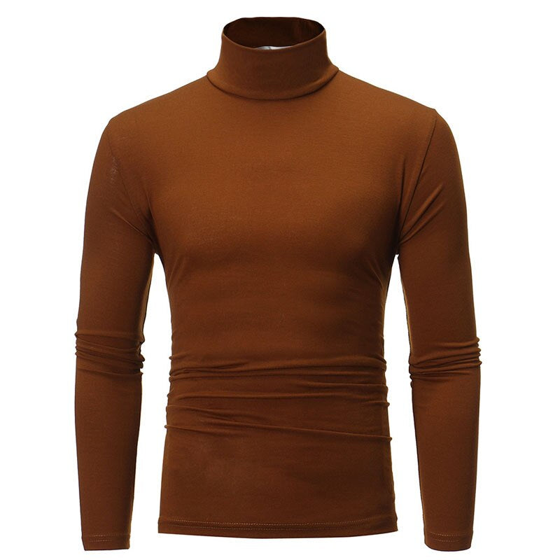 Casual Solid Turtle Neck T-Shirt For Men