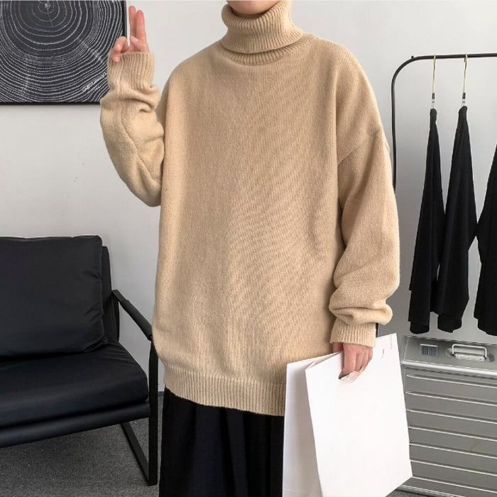 Men's Loose Fit Knitted Solid Pullover