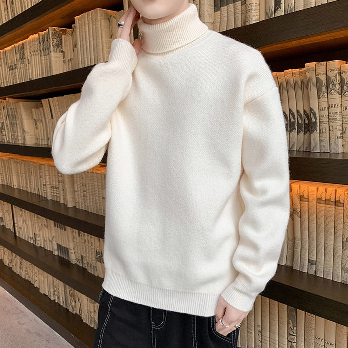 Men's Loose Knitted Turtleneck Pullover Sweater