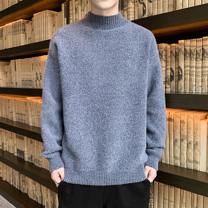 Men's Solid Mock Neck Pullover Sweater