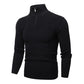 Men's Solid Knitted Zipper Pullover Sweater