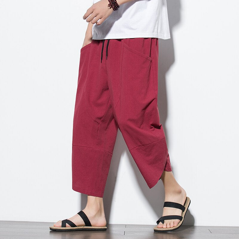 Cotton Loose Calf Length Pants For Men