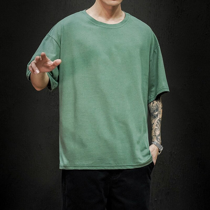 Solid Cotton O-Neck T-Shirt For Men