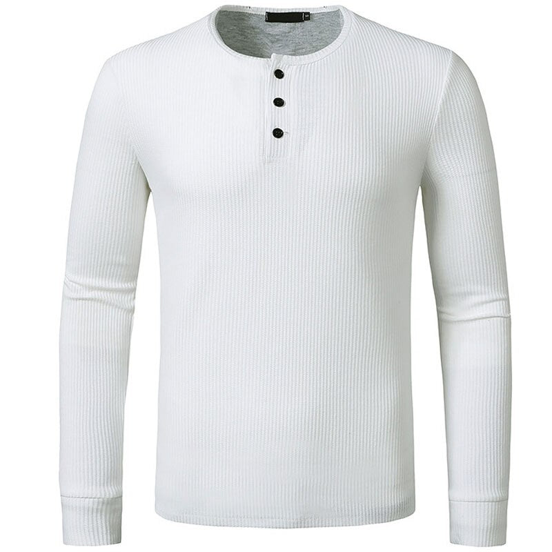 Men's Henley Collar Long Sleeve T-Shirts