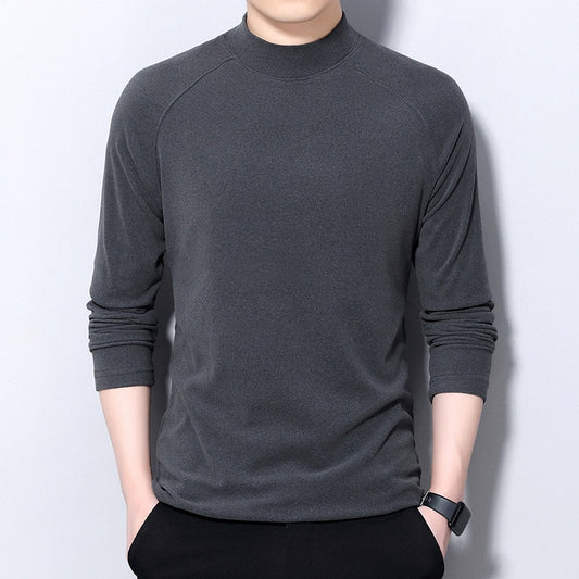 Solid Half High Collar Pullover For Men