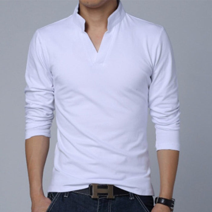 Men's Solid Mandarin Collar T-Shirt