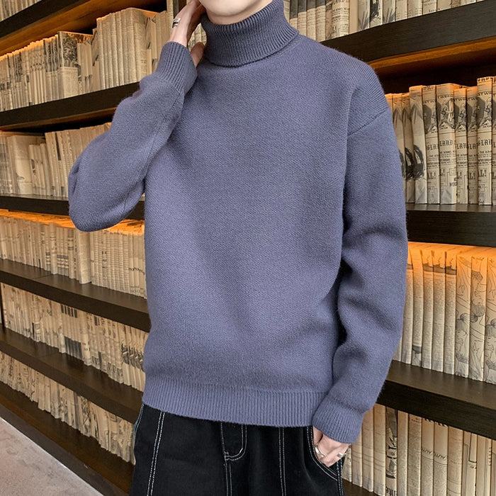 Men's Loose Knitted Turtleneck Pullover Sweater