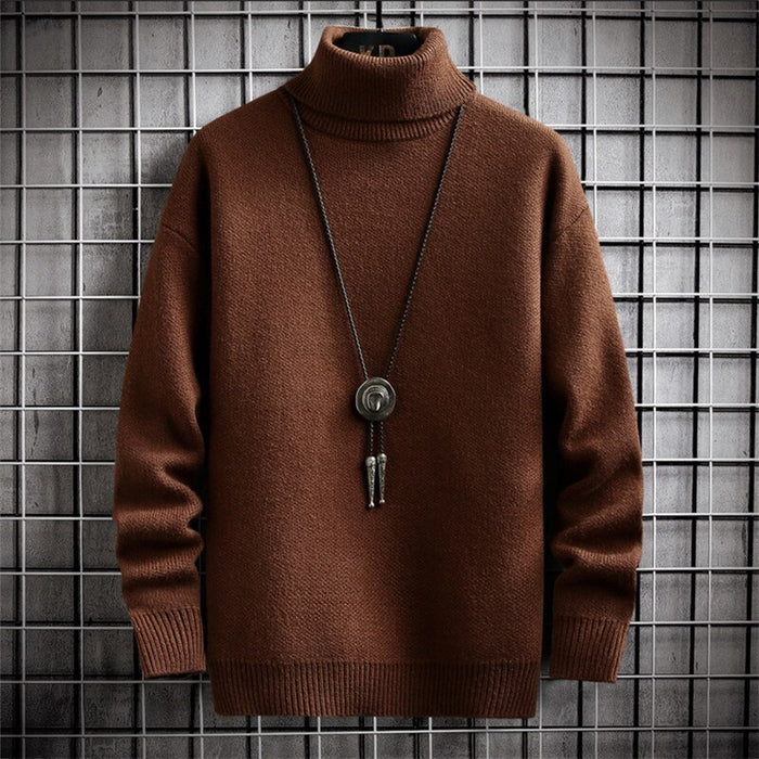 Men's Solid Turtle Neck Pullover Sweater