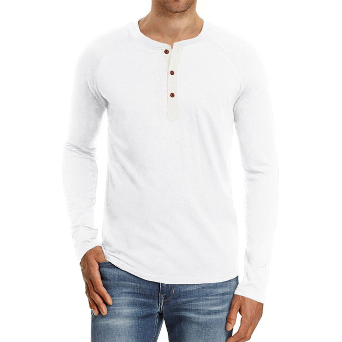 Men's Solid Cotton Henry Collar T-Shirt