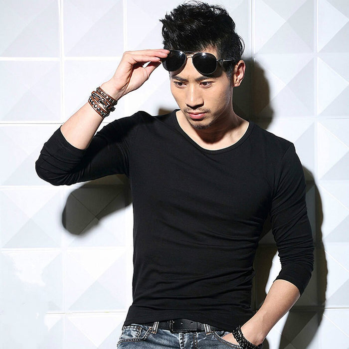 Men's Casual Solid Round Neck T-Shirt