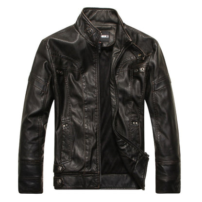 Men's Mandarin Collar Leather Jacket