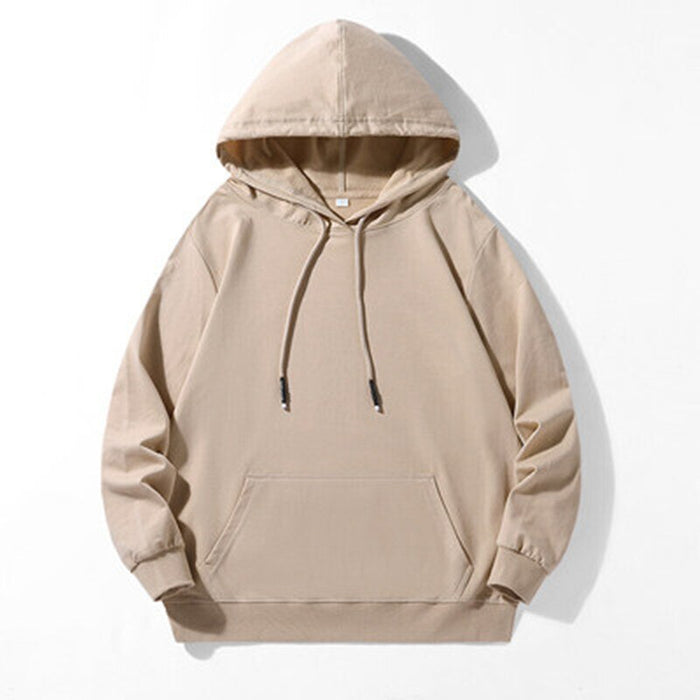 Men Casual Pullover Streetwear Solid Hoodie