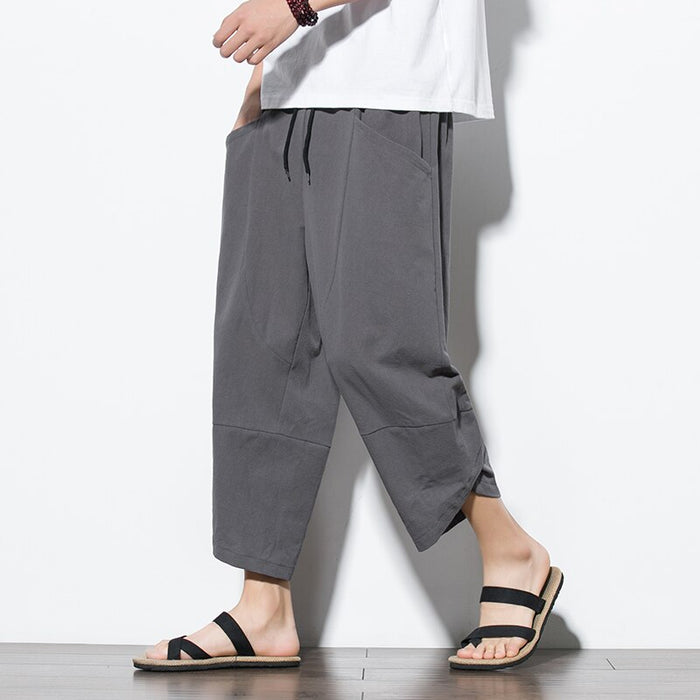 Cotton Loose Calf Length Pants For Men