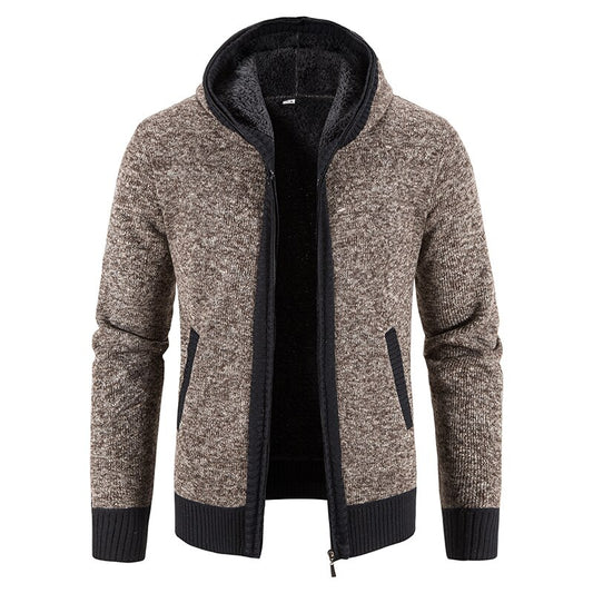 Men's Casual Solid Hooded Cardigan Jacket