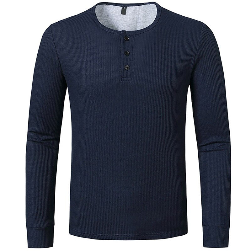 Men's Henley Collar Long Sleeve T-Shirts