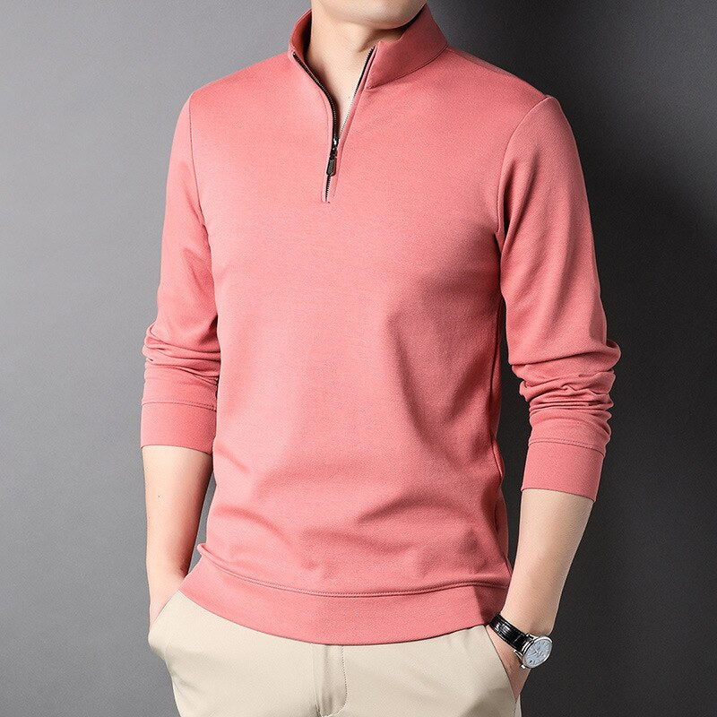 Men's Zipper Collar Solid T-Shirts