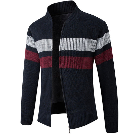 Men's Casual Striped Knitted Cardigan Jacket