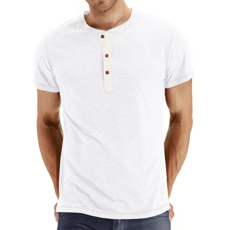 Men's Henry Collar Buttoned T-Shirt