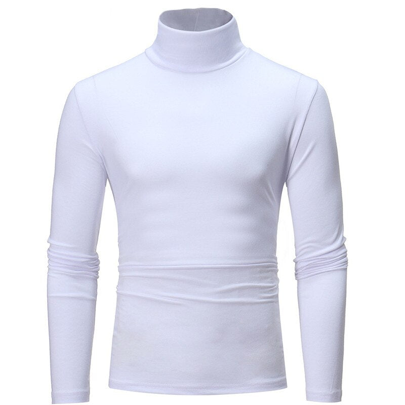 Casual Solid Turtle Neck T-Shirt For Men