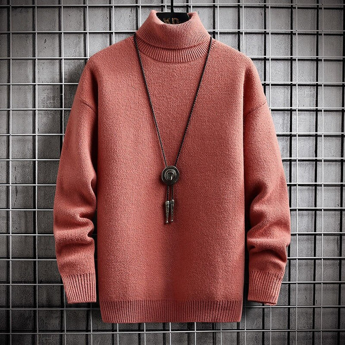 Men's Solid Turtle Neck Pullover Sweater