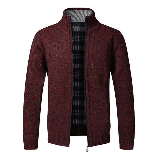 Men's Fleece Zipper Knitted Cardigan