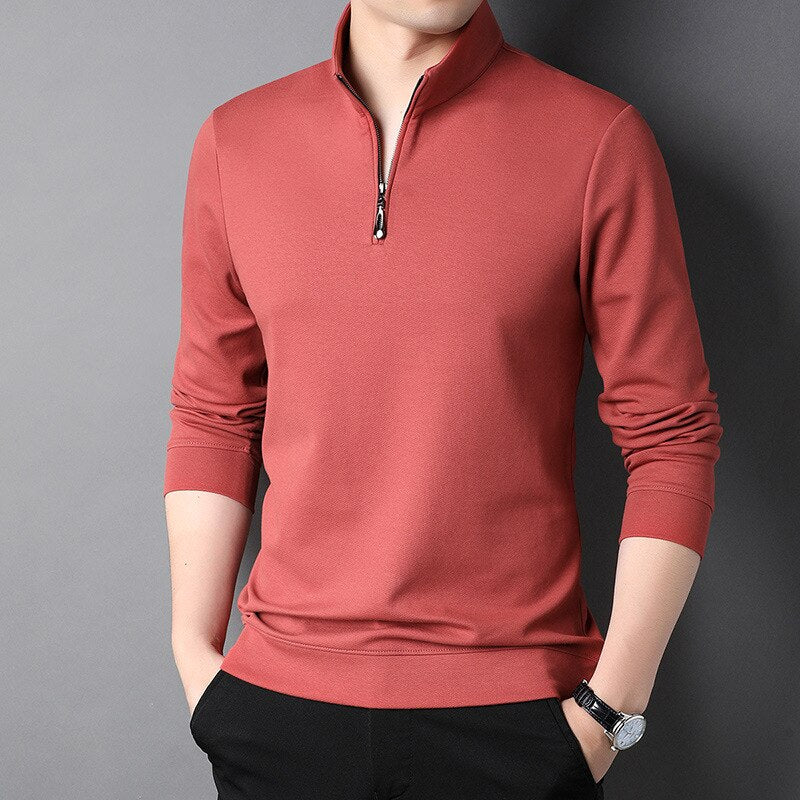Men's Zipper Collar Solid T-Shirts