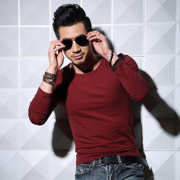 Men's Casual Solid Round Neck T-Shirt